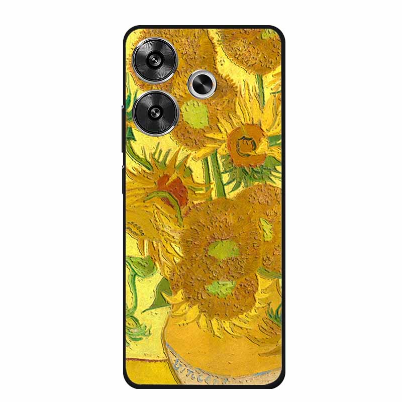3D Embossed Case For Xiaomi Poco M6 4G Phone Case M 6 Plus Flowers Silicone Soft Coque For Xiaomi Redmi 13 13x Back Cover Case
