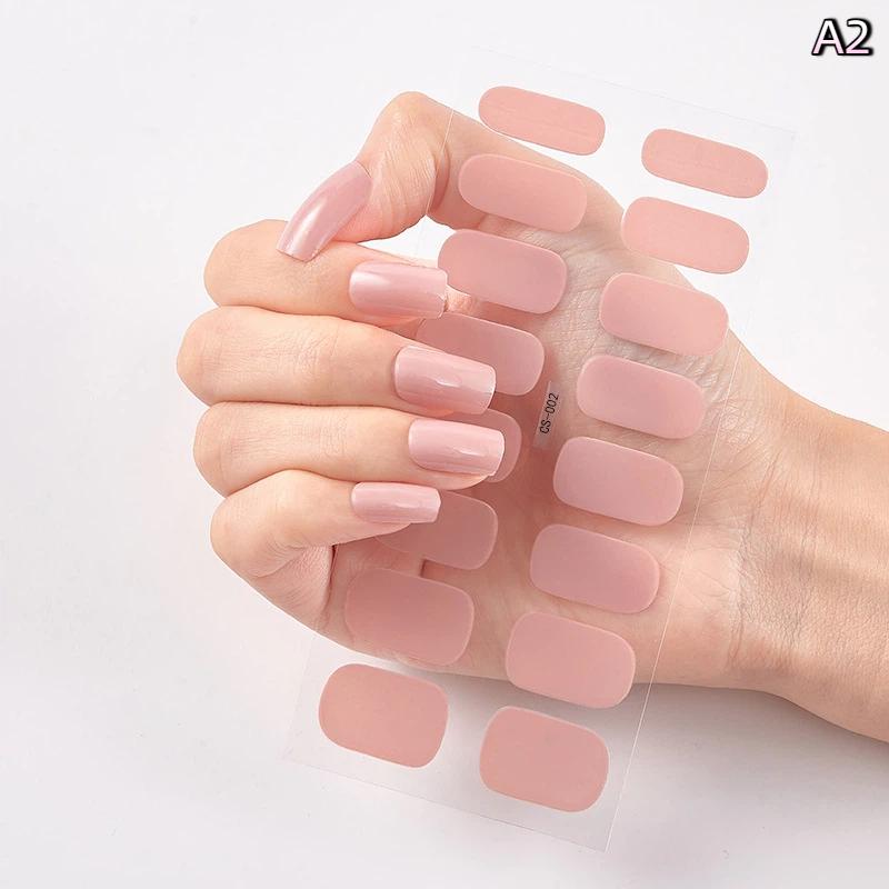 16 Piezas/Hoja Uñas Color Sólido Simple Ultradelgadas Impermeables Pegatinas para Uñas Firmes No Fáciles de Caer Larga Duración Extensión Arte de Uñas