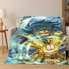 Cartoon Saint Seiya Anime Flannel Blanket Soft Warm Blanket Throw Blanket for Bedroom Living Room Bed Travel Picnic Gift Kid