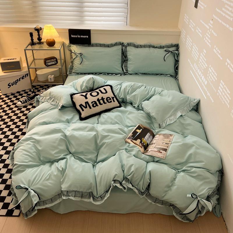 Cross-border E-commerce Exclusive Embroidered Patchwork Bed Set - Bowknot Lace Series