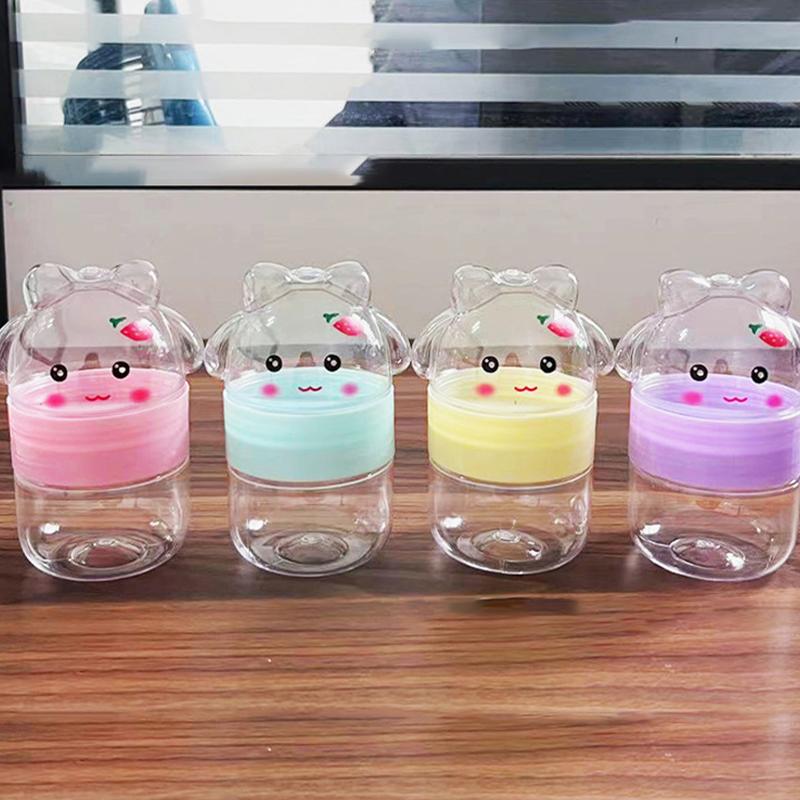 1Pcs Cartoon Rabbit Plastic Bottle Transparent Pet Food Grade Candy Bottle Random Color
