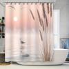 Elegant Sunset Scene Shower Curtain With Seagull And Reeds Bringing Nature Into Your Bathroom For A Relaxing Experience