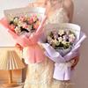 Artificial Flowers Bouquet Crochets Flower with Lights Wedding Guests Gift Graduation Bouquet Teachers' Day Gift Christmas Decor
