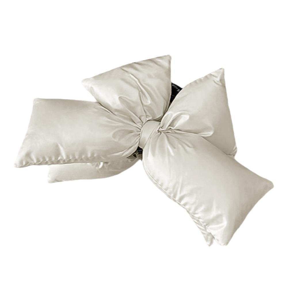 

Большой белый бант заколка-краб для волос черная кожа хлопковая набивка модные зимние аксессуары для волос для женщин One size