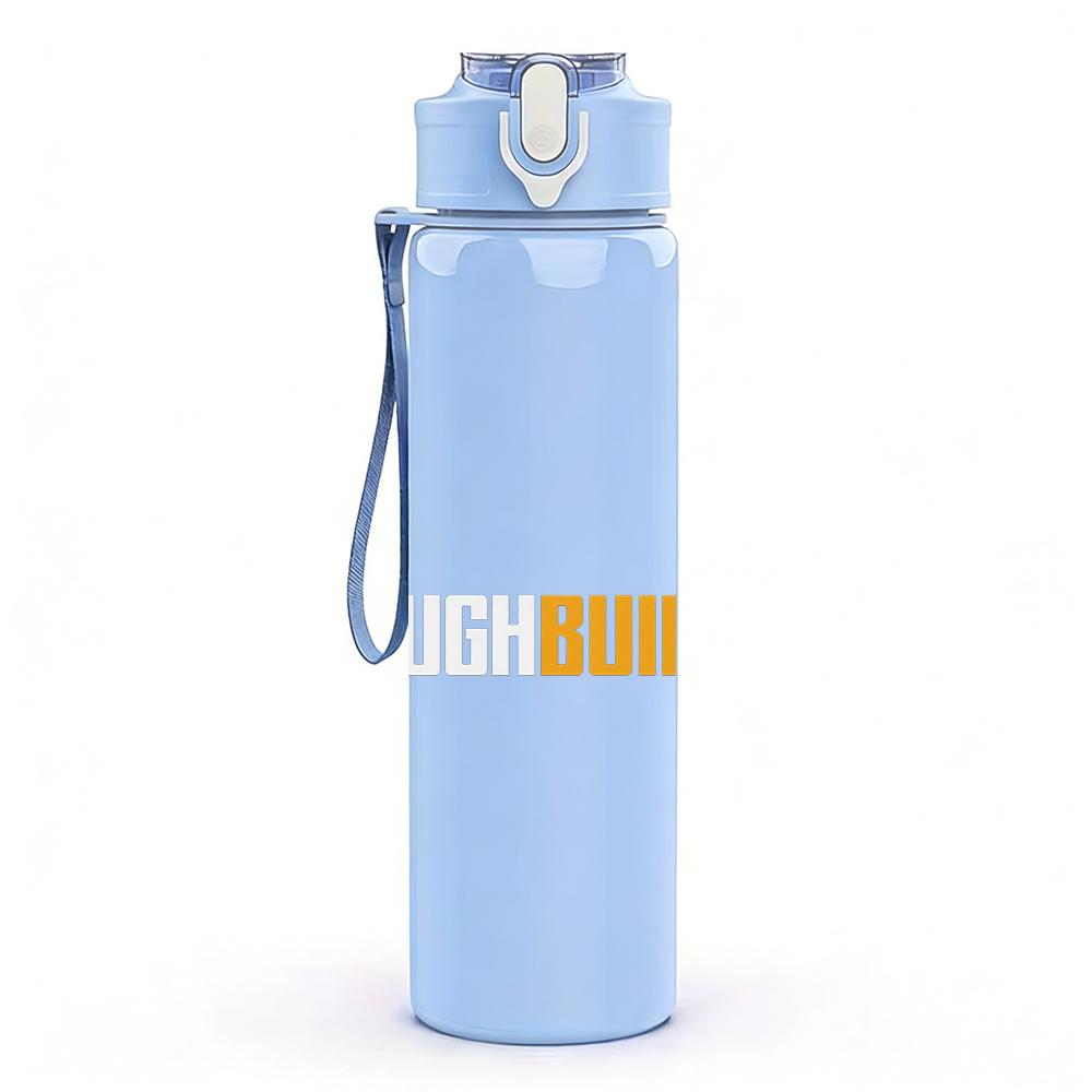 1PC Built Text Minimalist Industrial Logo Print 750ml Portable Sports Water Bottle Leakproof Gym Outdoor Travel Drink Cup