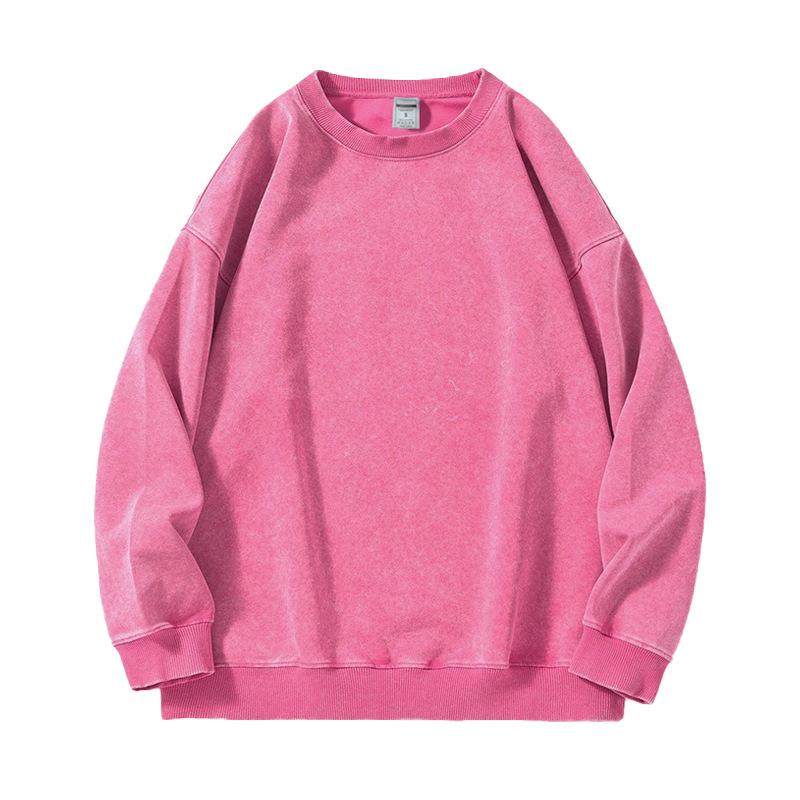 Washed Batik Hoodie Heavyweight American Vintage Loose Plain Color Long Sleeve Trendy Unisex