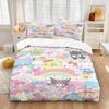 Sanrio Friends Pastel Rainbow Bedding Set Kawaii All-Over Print Duvet Cover Set With Pillowcases Girls Bedroom Anime Bed Linen