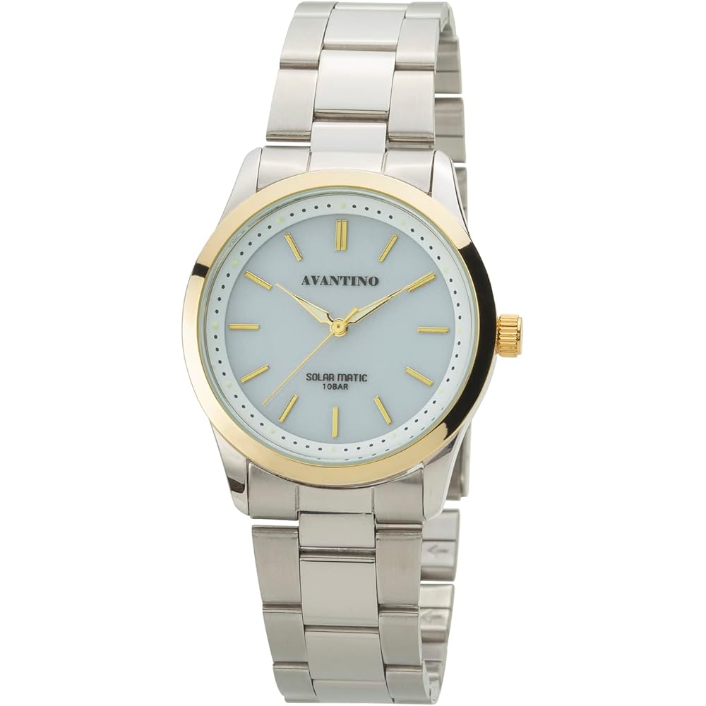 Crepha Analog Men s Solar Rechargeable Watch Metal Band Silver AV-AM174-WTT