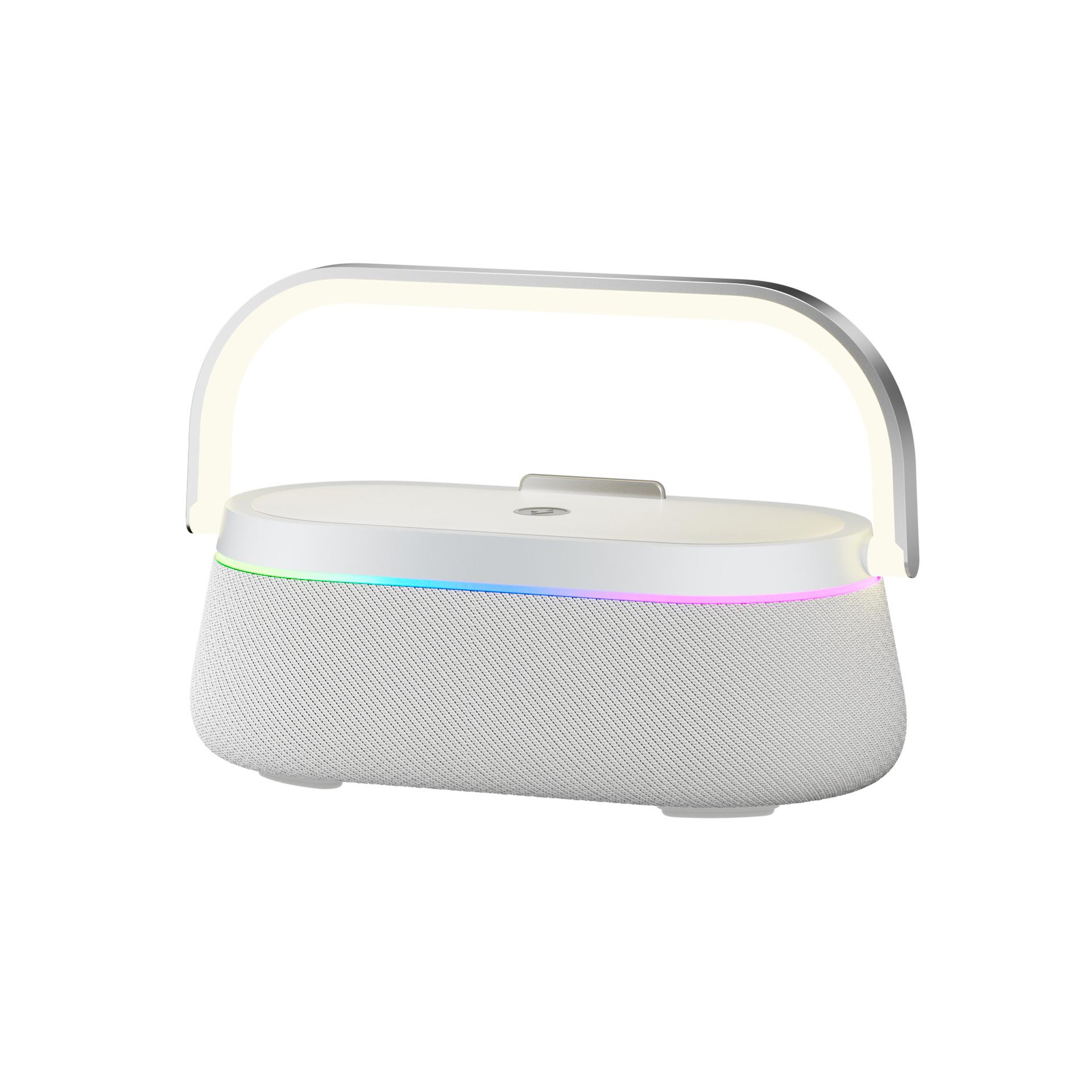 

Многофункциональная беспроводная Bluetooth-колонка с зарядкой, настольные часы, будильник, сабвуфер, ночник и подставка HT-548 Wireless Charging Speaker белый