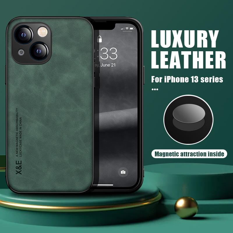 Magnetic Leather Case For iPhone 13 14 Pro Max 12 11 Pro XS Max X XR 8 7 Plus SE 2 2022 Luxury Sheepskin Matte Slim Back Cover