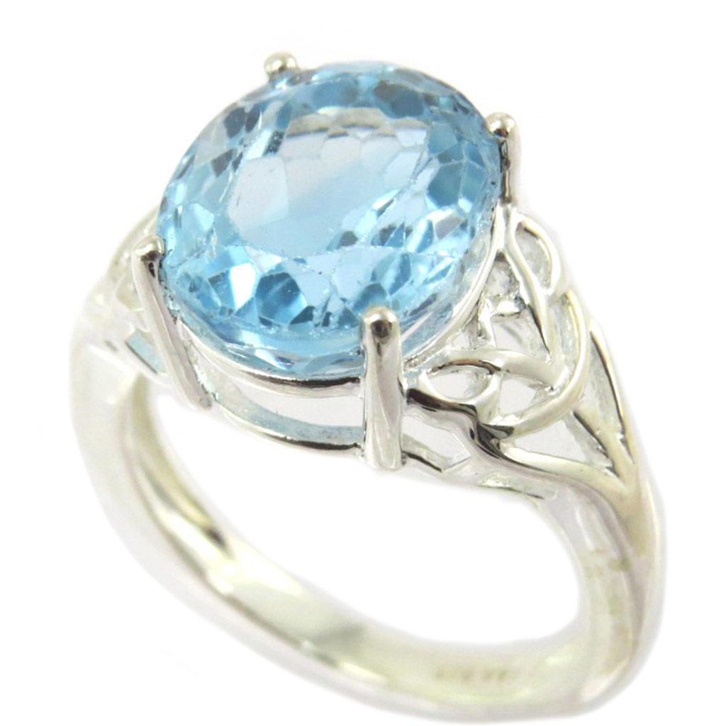 Handmade Silver Ring 'Sissi' Silver Blue Topaz - 12x10 Mm