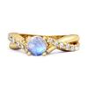 Moonstone Crisscross Stackable Ring - 925 Sterling Silver Gold Vermeil