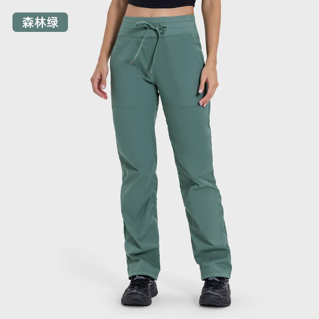High waist loose trousers women's ice-feeling quick-drying casual woven sweatpants running two wear fitness wide-leg pants SS