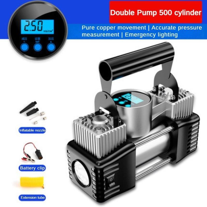 180W Car Tire Inflation Pump Electric Metal Dual Cylinder Gas Pump Portable Car Mounted Inflation Pump