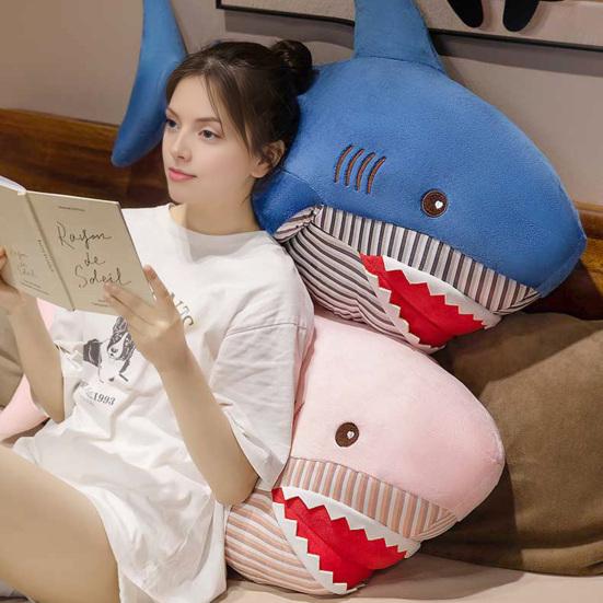 Giant Plush Shark Pillow 100cm Soft Fluffy Stuffed Animal for Cuddling & Sleeping Big Huggable Shark Toy for Kids Adults