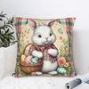 Eggs Easter Bunny Square Pillow Case Polyester Cushions for Sofa   Novelty Pillowcover Home Decor