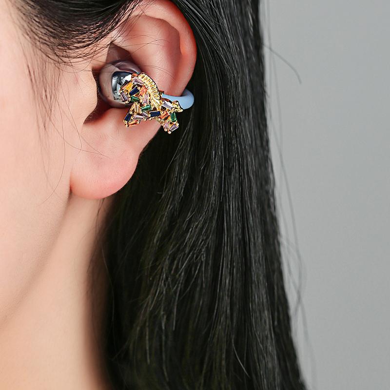 Elegant Colorful Pony Headphone Rhinestones Buckles Clip On Attachment For Freeclip 1 2 Zircons Embellishment