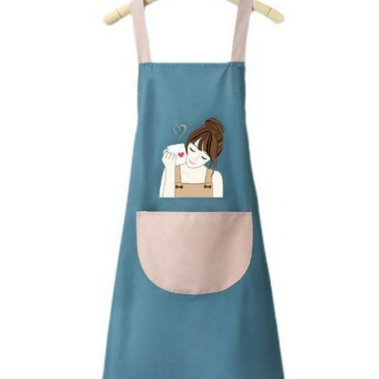 Waterproof Cartoon Apron with Large Pocket - Unisex, Oil & Stain Resistant