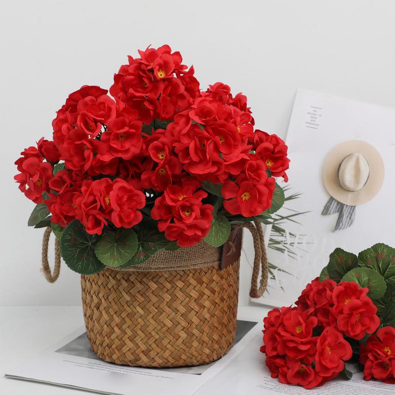 Artificial Geranium Flowers Wedding Bouquet Fake Flowers Silk Geranium Plants Bouquet Home Outdoor Garden Bonsai Decoration DIY