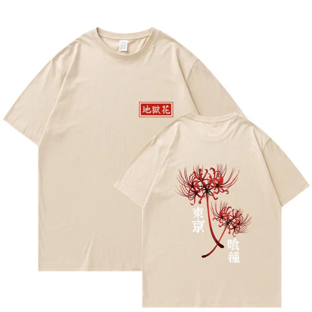 Anime Tokyo Ghoul Spider Lily T-shirt Unisex WoUnisex Cool Kane Kiken Graphic Print T-shirts Oversized Streetwear Couples Tees