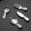 Portable Picnic Stainless Steel Utensils Folding Tableware Cutlery Spoon Spork Fork