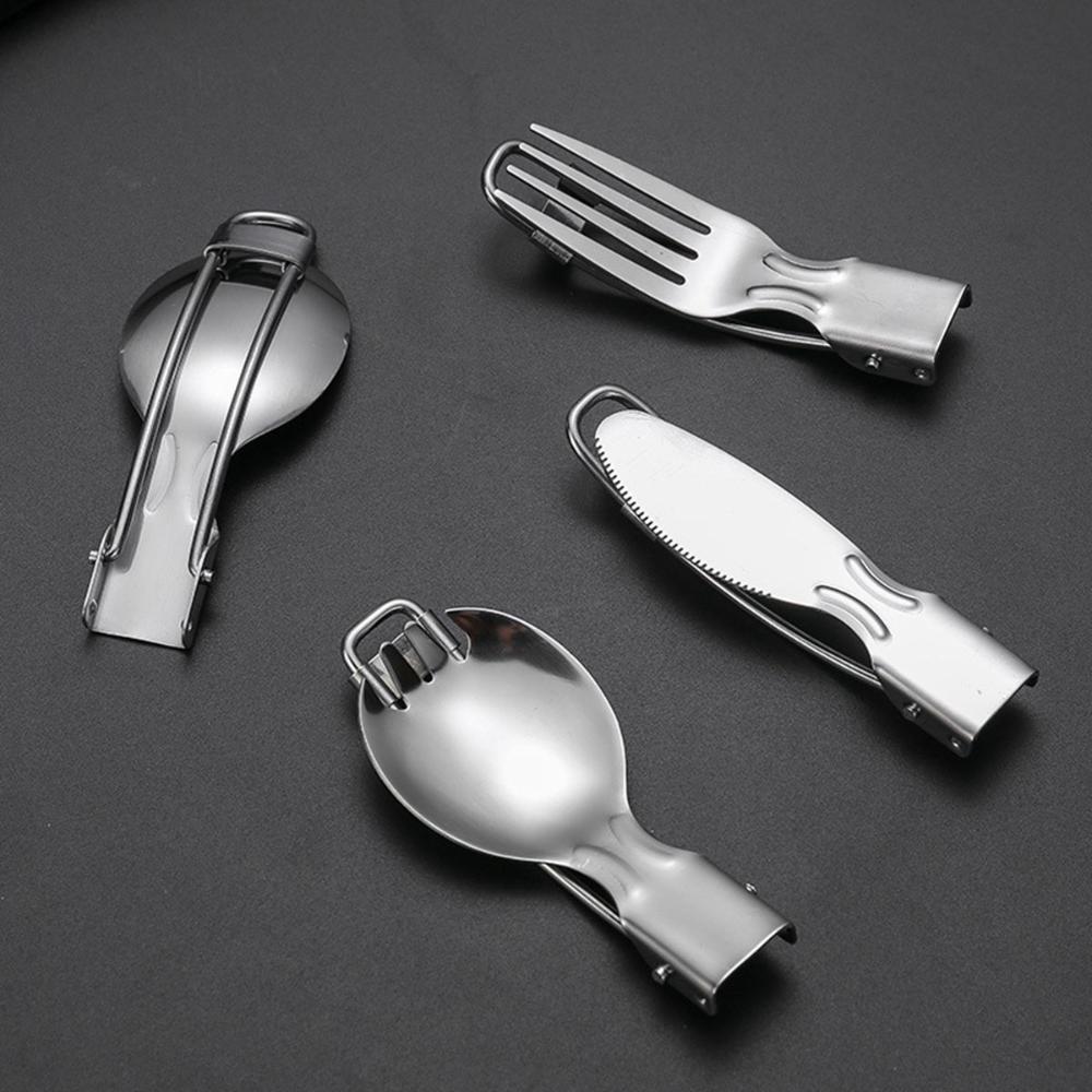 Portable Picnic Stainless Steel Utensils Folding Tableware Cutlery Spoon Spork Fork