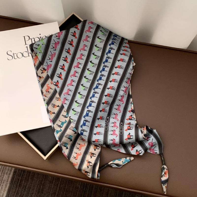 Silk scarf new fashion wheat ear cashew flower silk scarf head scarf beaded small scarf scarf triangular scarf waist tie