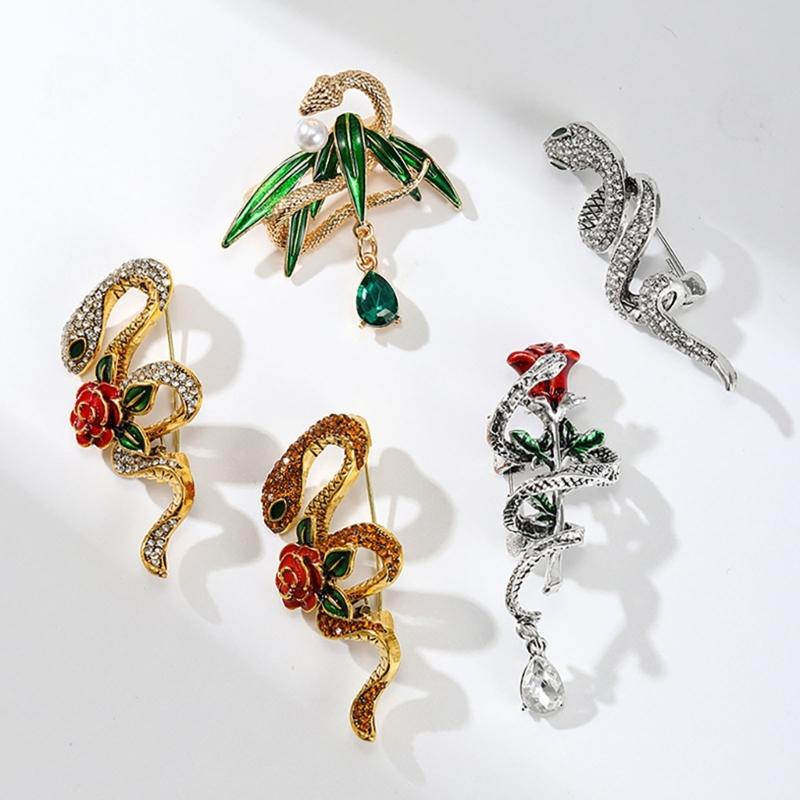 Vintage Rose Snake Brooches Artistic Snake Brooch Charm For Women And Men A Perfect Addition To Any Ensembles