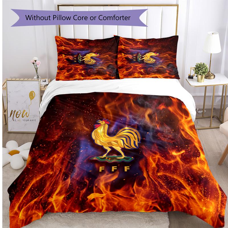 France Football Printed Bedding 3 Piece Set Cozy Breathable Bed Cover Set as Housewarming Holiday Gift