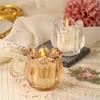 2PCS Mini Glass Candle Holder Romantic Candle Cup Tulip Shaped Candle Holder Table Centerpiece