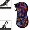 2D-Bohemian Floral Pattern Protective Eyewear Holder, Stylish Sunglasses Case, Vibrant Purple and Orange Flower Print Glasses Pouch, Portable Zipper E