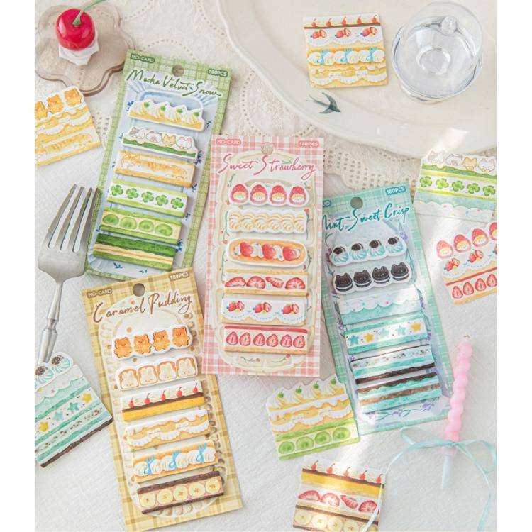 180 Sheets Cake Dessert Themed Adhesive Note Page Markers Repositionable Adhesive Labels for Book Journal Planner