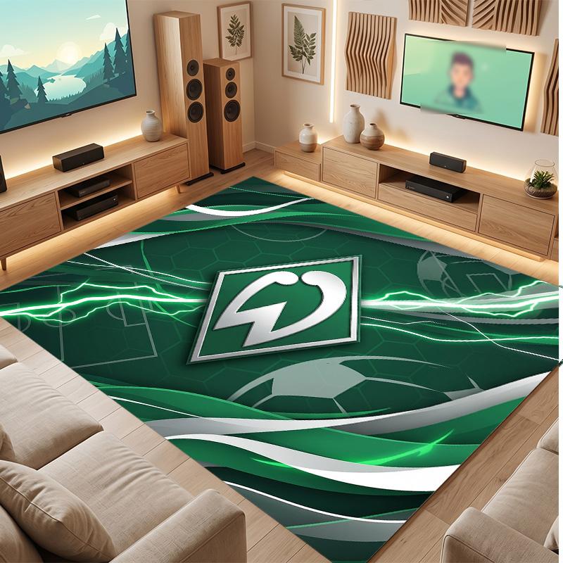 Werder Bremen Fußball Print Kristall-Samt Teppich, Bequemer Wasserabsorbierender Rutschfester Innenboden Teppich