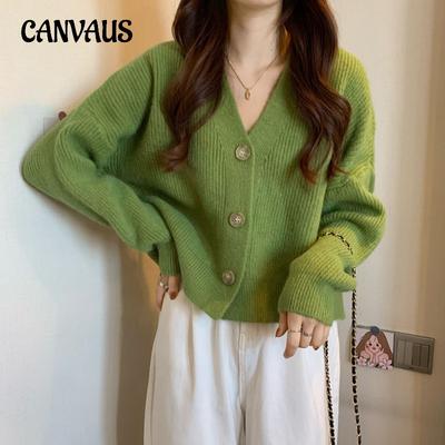 Cardigan tricoté à col en v pour femme, pull ample, couleur unie, vent paresseux, manches longues, haut de tempérament doux, automne et hiver