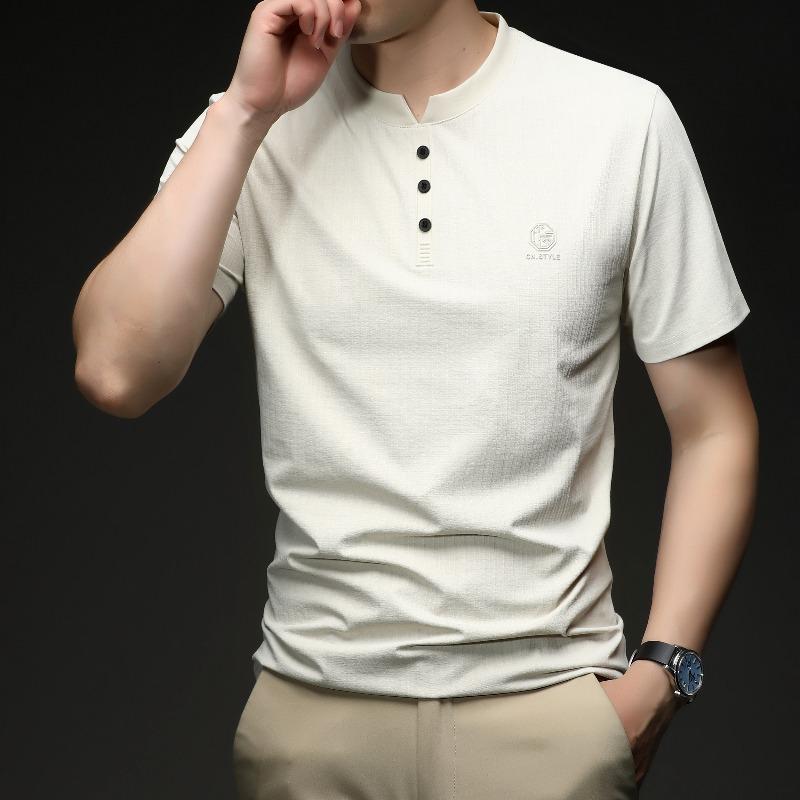 

Mens Fashion Casual Front Placket Basic Long/Short Sleeve Henley T-Shirts M грязно-белый