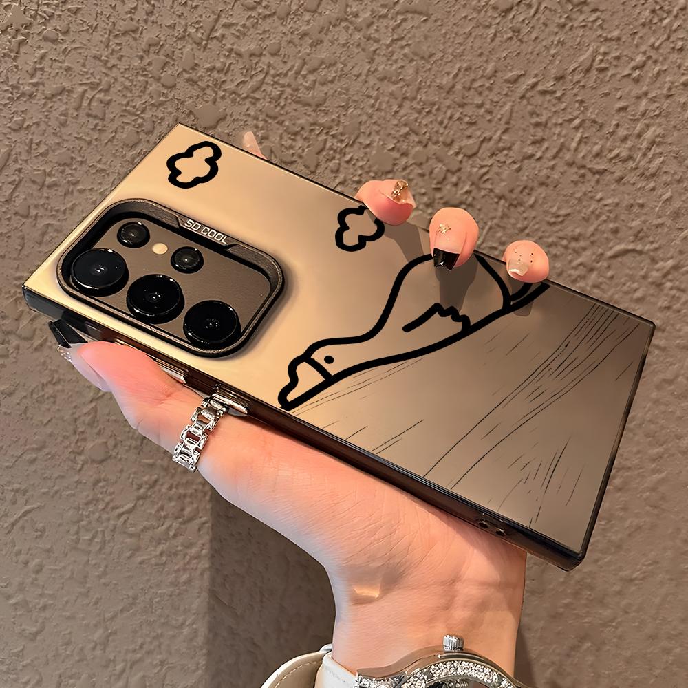 Cute Cartoon Duck Phone Case For Samsung Galaxy S25 Edge S24 S23 S22 S21 S20 Ultra Funda Silicone Silver Cover