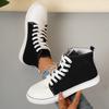Women's Spring-Autumn Flat Lace-Up Casual Board Shoes, Fashionable Versatile Low-Top Canvas Footwear, Available In Large Sizes.