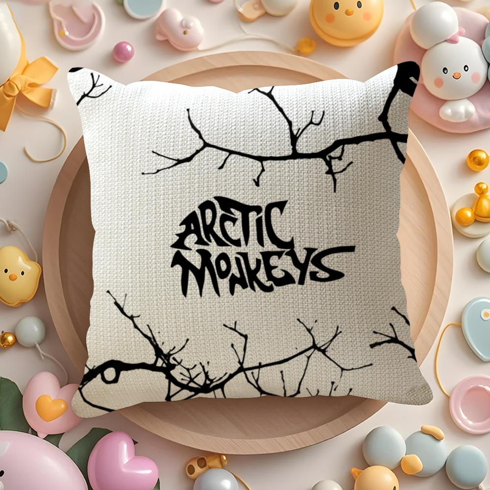 A-Arctic M-Monkeys Band Cushion Cover Natural Linen Organic Fabric Double-Sided Printing Sofa Home Decor Gift Pillow Cover