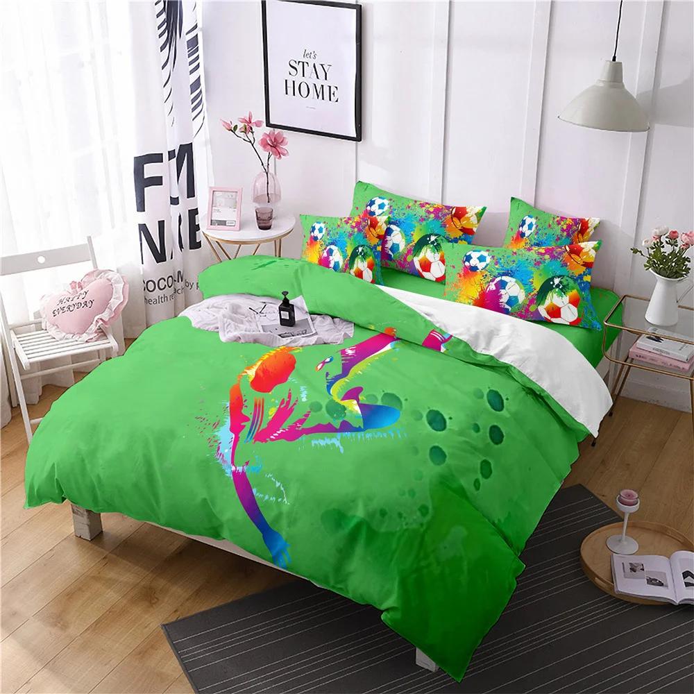 Football Comforter Cover Queen Size American Soccer Bedding Set Sports Games Duvet Cover Set for Boys Girls Teen for Living Room