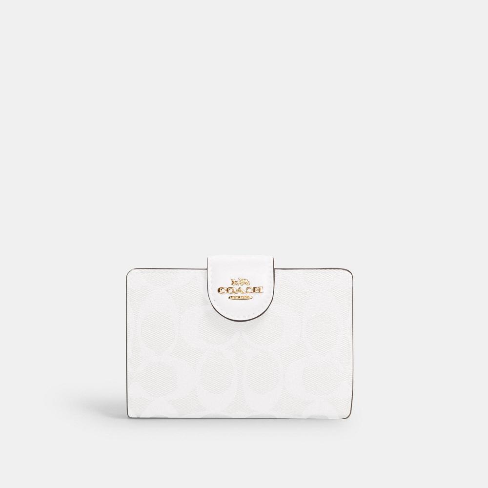

Coach COACH Medium Corner Zip Wallet In Signature Canvas gold chalk glacierwhite