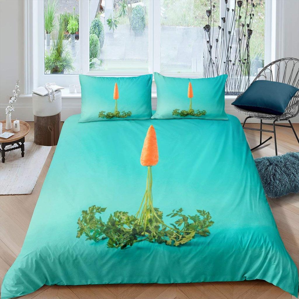 Guinea Pig Comforter Cover Set Cute Guinea Pig and Carrot Decor Duvet Cover 3D Animal Print Bedding Set 3pcs with 2 Pillow Cases