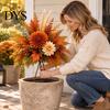 Indoor Outdoor Fall Garden Accents Autumn Harvest Artificial Flowers, Thanksgiving Floral Arrangement, UV Resistant Faux Flowers Theme Landscaping