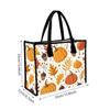 Autumn Pumpkin Leaf Pattern Tote Bag Casual Fashion Daily Shoulder Handbag for Women Lightweight Portable Shopping Grocery Bag Perfect for Fall Outdoo