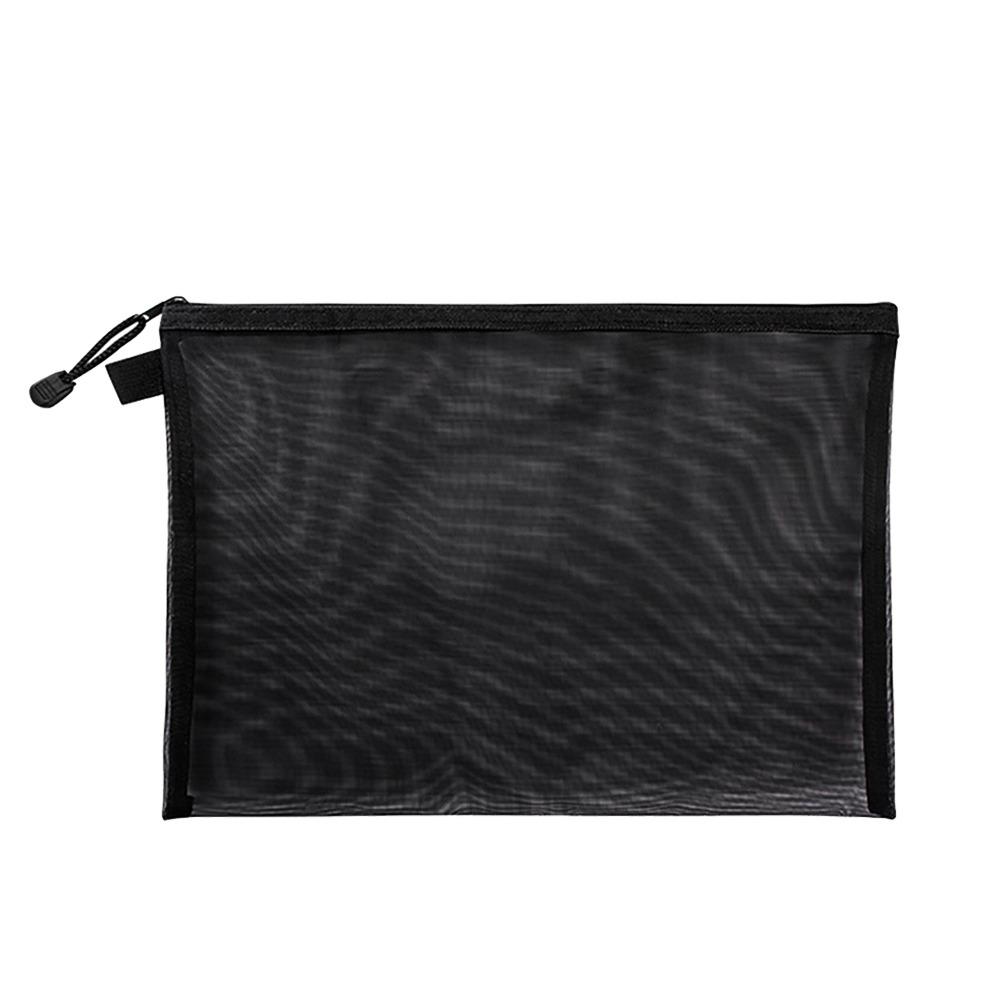Transparent Mesh File Bag Nylon Pencil Case New Pen Bag Office Black A4(33.5x24cm)