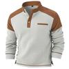 Mens Long Sleeve Knit Henley Shirt Pullover Casual Patchwork Top with Stand Collar