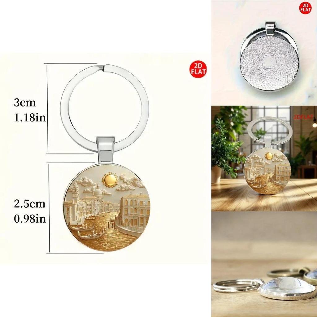 Anhänger Schlüsselanhänger aus Glas im Wasserkraftwerk-Thema mit Zinklegierungskonstruktion für Sammlergeschenk