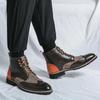 Ankle Boots for Men Brown Business Round Toe Lace-up Pu Mens Boots  Size 38-46 Men Shoes