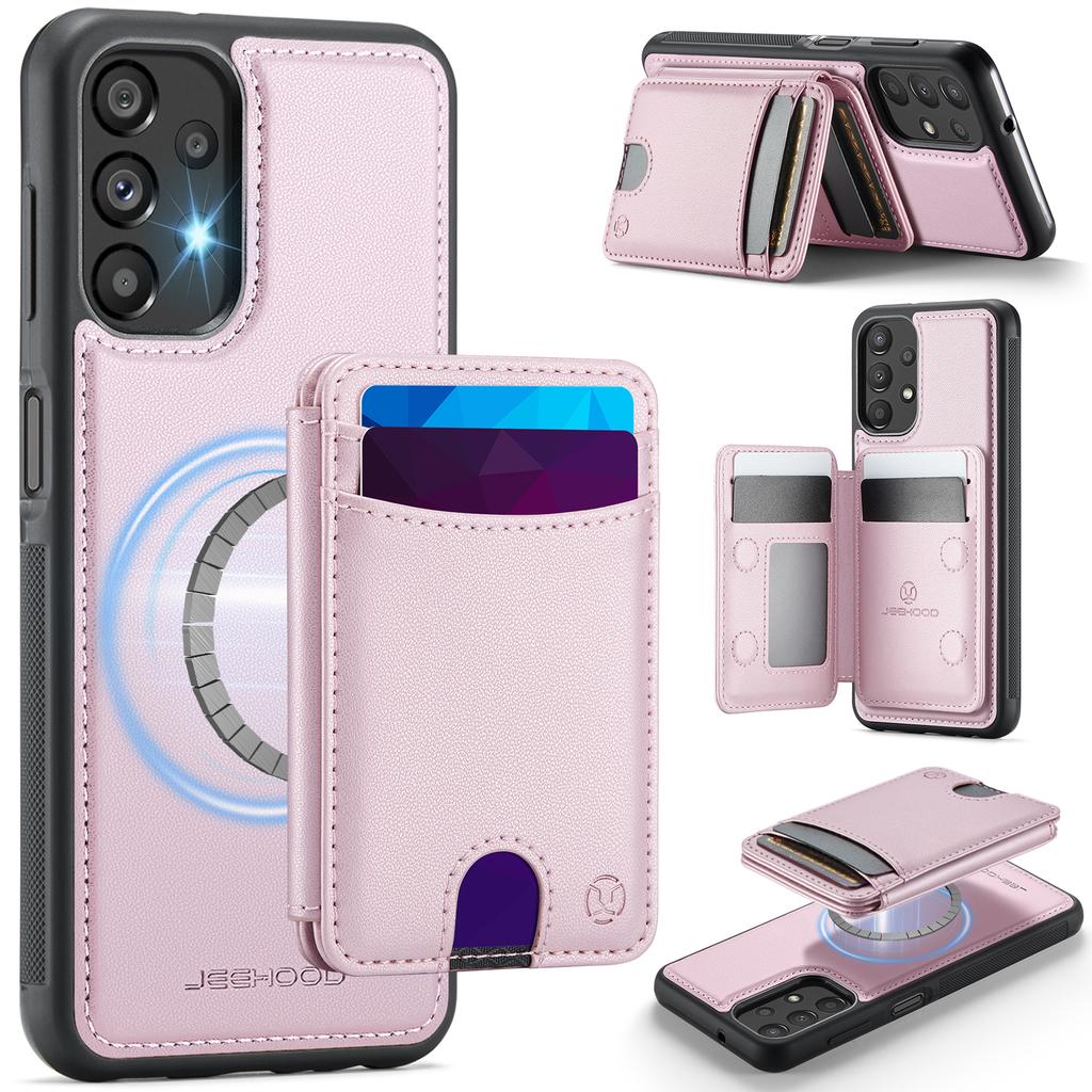Für Samsung Galaxy A23 5G (Global)/Galaxy A23 4G Magnetische Hülle JEEHOOD J10 Leder Rückseite Handyhülle mit Abnehmbarem Kartenhalter Ständer