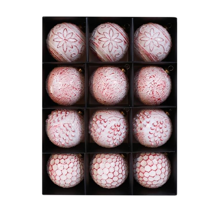 12Pcs Retro Christmas Ball Ornament 8cm Shatterproof Christmas Baubles Hanging Decorations for Tree Wreath Mantels
