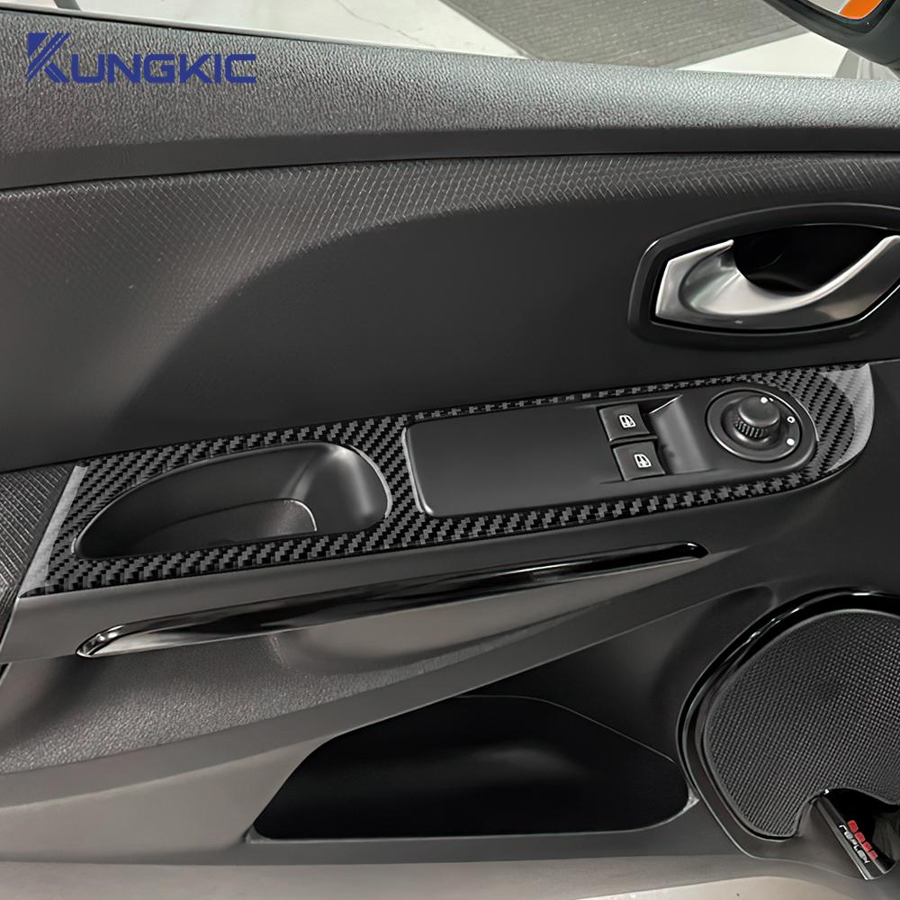 Real Soft Carbon Fiber Sticker For Renault Clio 4 2013 2014 2015 2016 2017 2018 LHD RHD Car Front Window Button Inner Outer Trim